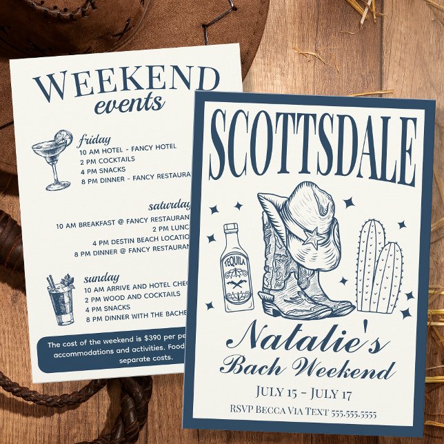 Scottsdale Bachelorette Social Cocktail Itinerary Inbjudningar (Skapare uppladdad)