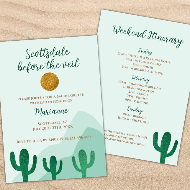 Scottsdale före Veil Cactus Bachelorette Inbjudningar (scottsdale before the veil bachelorette weekend itinerary scotssdale bachelorette glitter cactus)