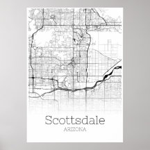 Scottsdale Karta - Arizona - City Karta Poster