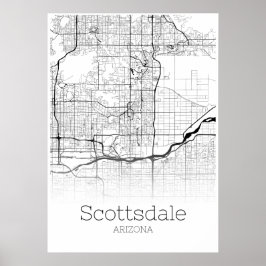 Scottsdale Karta - Arizona - City Karta Poster
