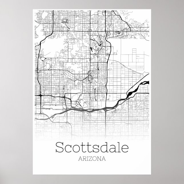 Scottsdale Karta - Arizona - City Karta Poster (Framsidan)