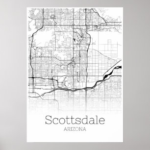 Scottsdale karta - Arizona - stadskartaaffisch Poster