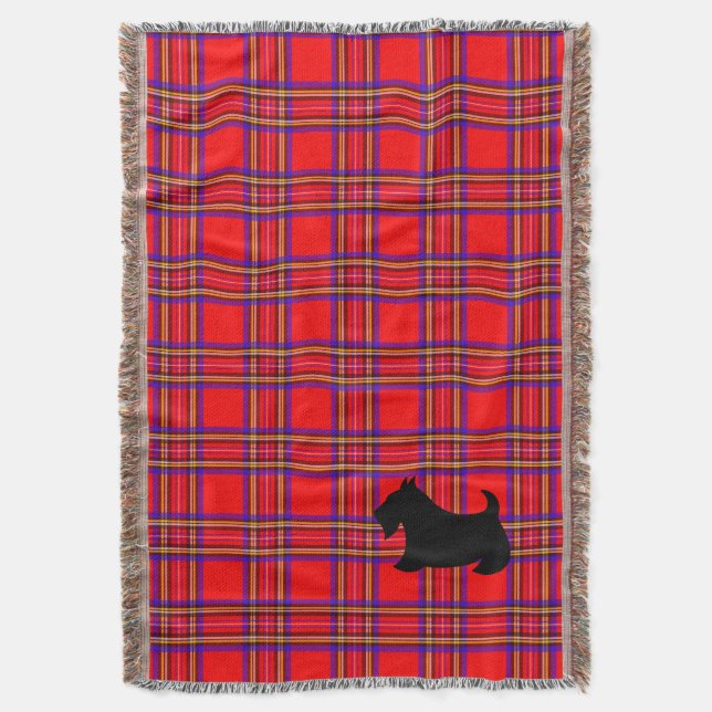 Scotty Dog Plaid Scottish Terrier Filttygift Mysfilt (Framsidan Vertikal)