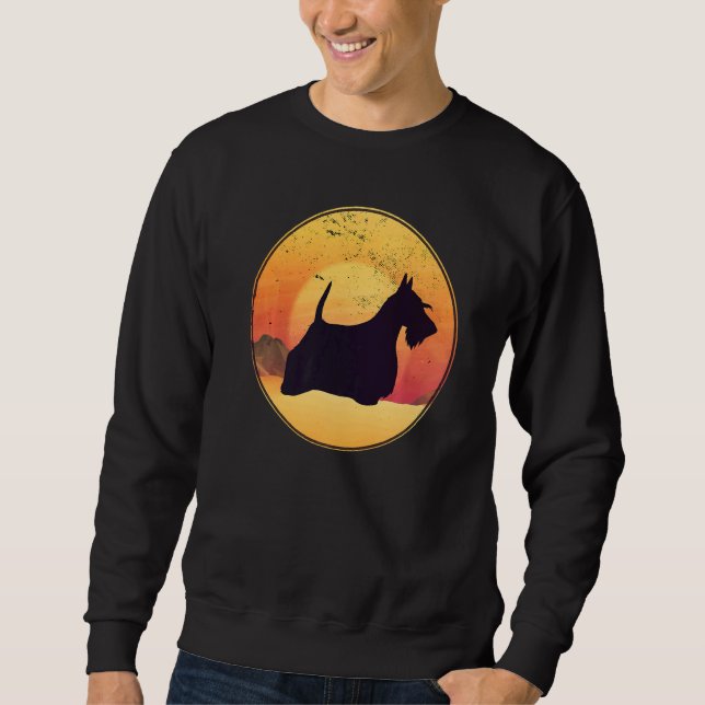 Scotty Hund Aberdeen Terrier Retro 32 Lång Ärmad Tröja (Framsida)