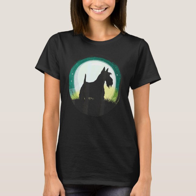Scotty Hund Aberdeen Terrier Retro T Shirt (Framsida)
