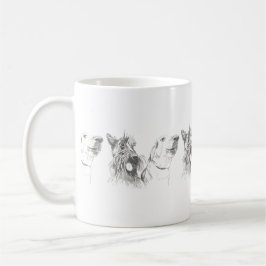 Scotty Hund and Labrador Friends bläck Illustratio Kaffemugg