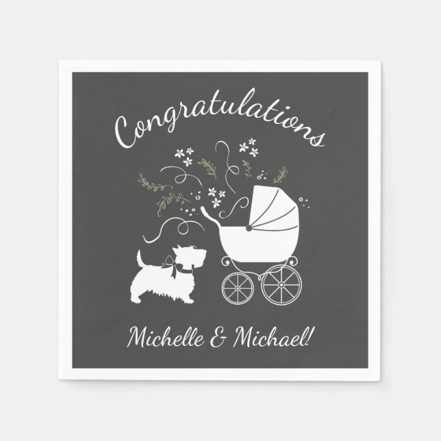 Scotty Hund Baby Shower Pappersservett (Framsidan)