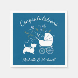 Scotty Hund Baby Shower Puppy Scottish Terrier Blu Pappersservett