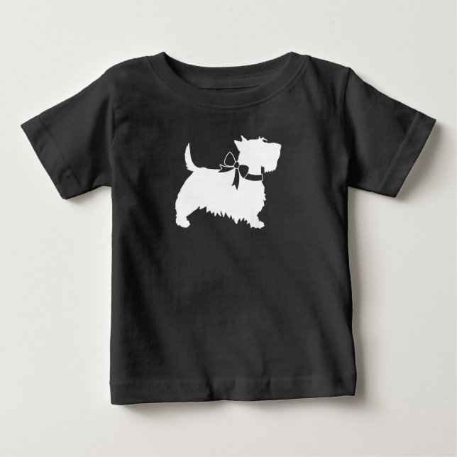 Scotty Hund Baby Shower Puppy Scottish Terrier Grå T Shirt (Framsida)