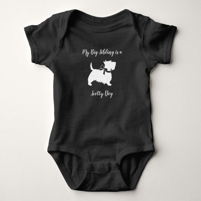 Scotty Hund Baby Shower Puppy Scottish Terrier Grå T Shirt (Framsida)