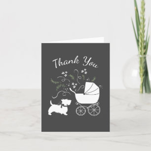 Scotty Hund Baby Shower Puppy Scottish Terrier Grå Tack Kort