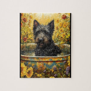 Scotty Hund i Garden Pot bland Flowers Puzzle Pussel