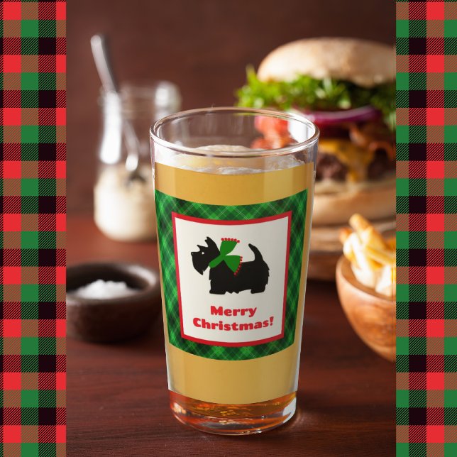 Scotty Hund och Tartan God jul Glaskopp (Get the bar set for Christmas!)