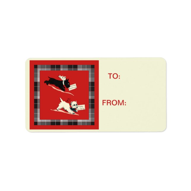 Scotty Hund Scottish Terrier Black and White Märkr Adressetikett (Framsidan)