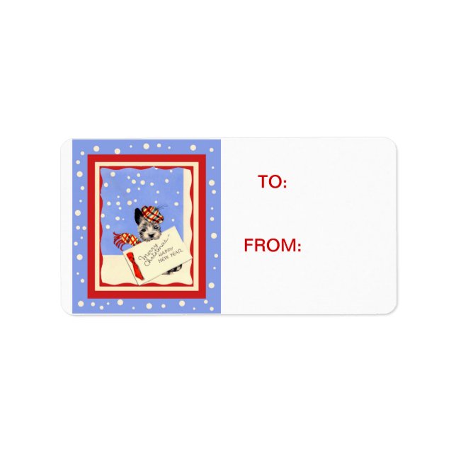 Scotty Hund Scottish Terrier-Märkrn Hälsning Adressetikett (Framsidan)