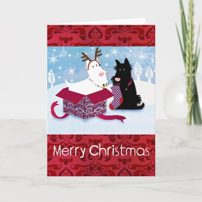 Scotty hundjulkort helgkort (Framsida)