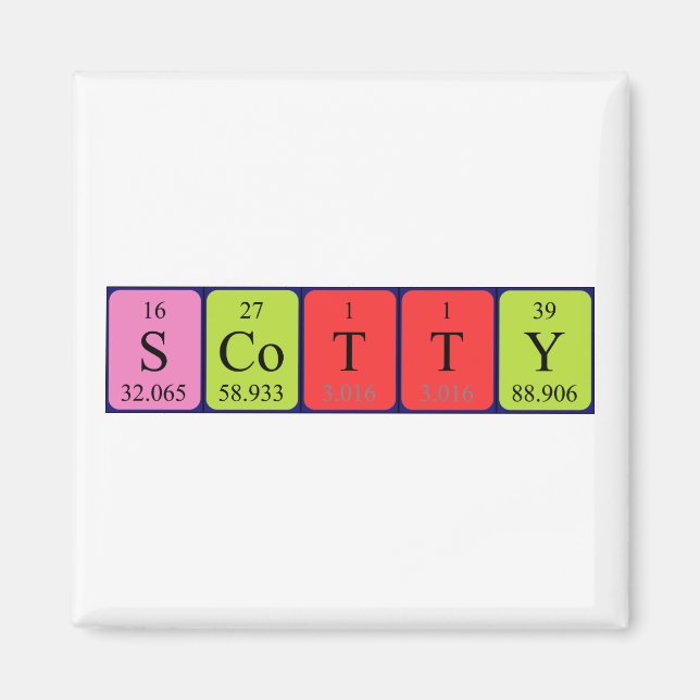 Scotty Perioden bord namn magnet (Framsidan)