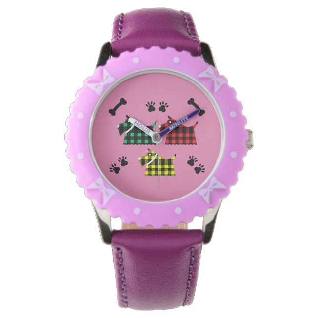 Scotty Terrier Hundar Cute Funny Terriers raser Th Armbandsur (Framsida)