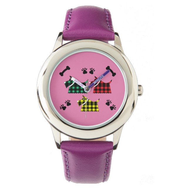 Scotty Terrier Hundar Cute Funny Terriers raser Th Armbandsur (Framsida)