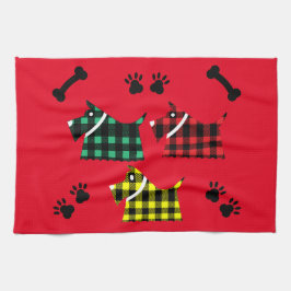 Scotty Terrier Hundar Cute Funny Terriers raser Th Kökshandduk