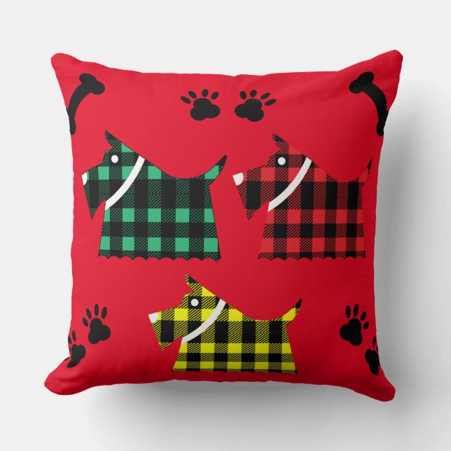 Scotty Terrier Hundar Cute Funny Terriers raser Th Kudde (Framsida)