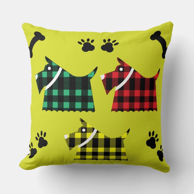 Scotty Terrier Hundar Cute Funny Terriers raser Th Kudde (Framsida)