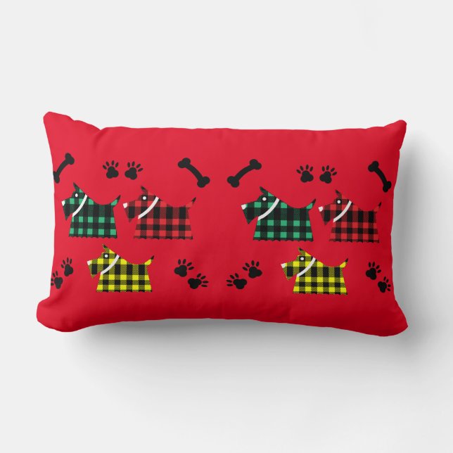 Scotty Terrier Hundar Cute Funny Terriers raser Th Lumbarkudde (Framsida)