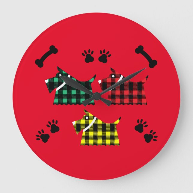 Scotty Terrier Hundar Cute Funny Terriers raser Th Stor Klocka (Framsida)