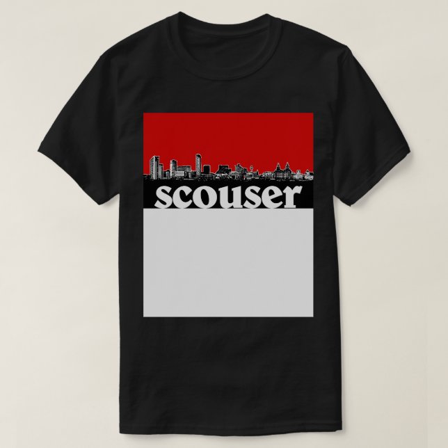 Scouser Liverpool Red Skyline Design T Shirt (Design framsida)