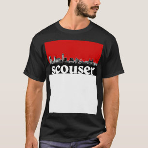 Scouser Liverpool Red Skyline Design T Shirt