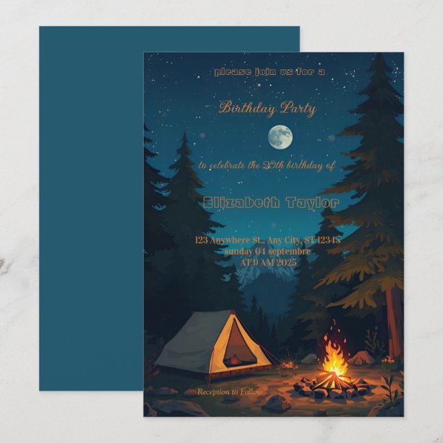 scout camping födelsedagsinbjudan inbjudningar (Fram/baksida)