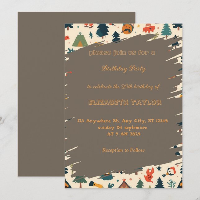 scout Camping party birthday invitation Inbjudningar (Fram/baksida)