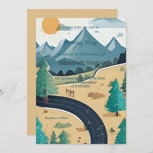 scout Camping party birthday  invitation Inbjudningar (Fram/baksida)