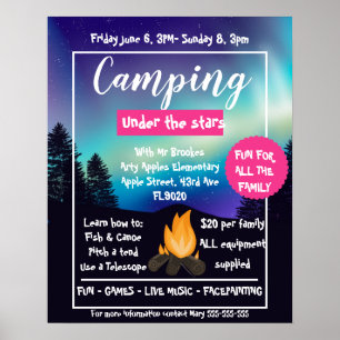 scout-läger ut Flyer Template, vår-läger poster