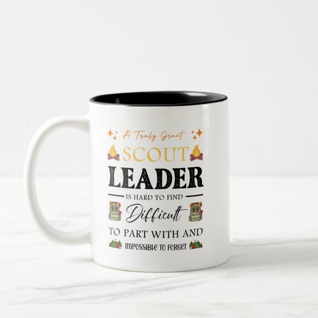 Scout Leader Nature Camping Hiking Boy and Girl  Två-Tonad Mugg (Vänster)