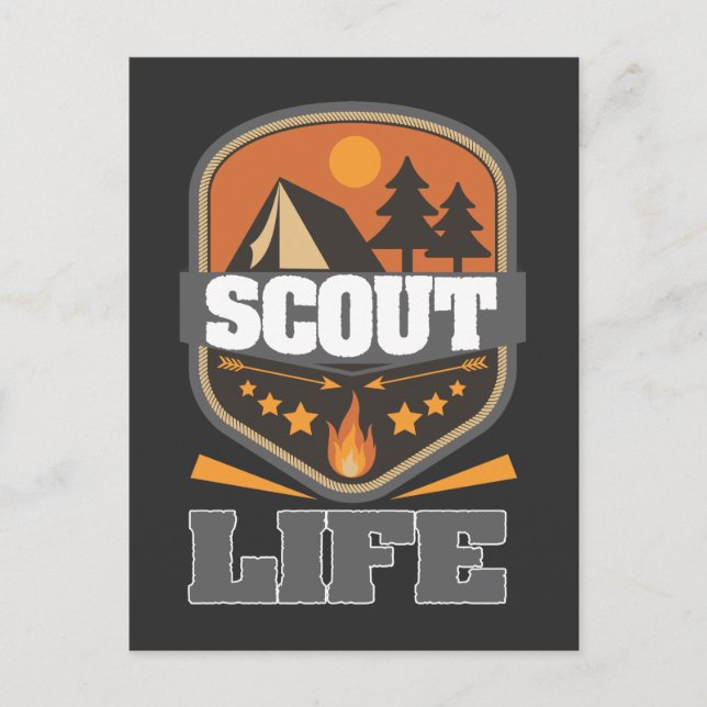 Scout Life Camping som talar om skogsadventur Vykort (Framsida)