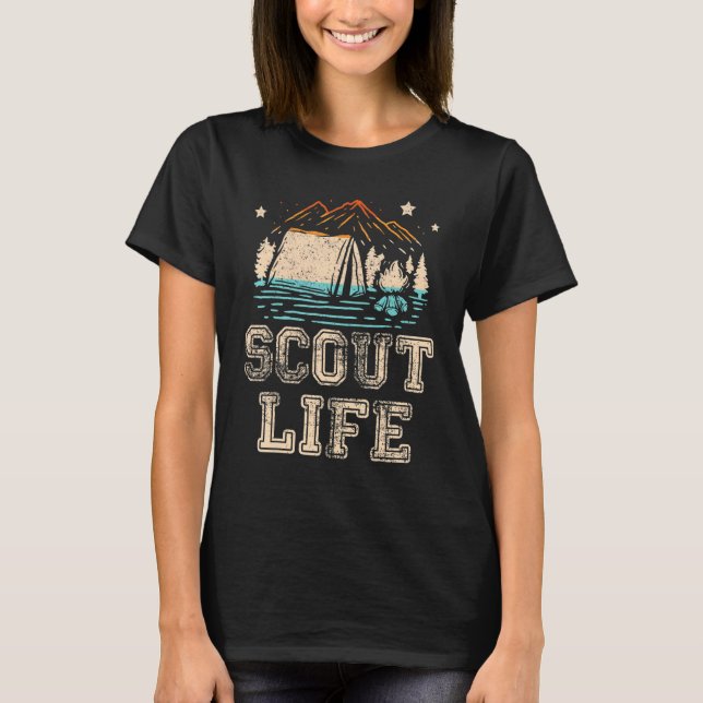 Scout Life Camping Tält Firewood Campfire Camper H T Shirt (Framsida)