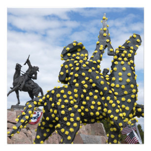 Scout statue Buffalo Bill hedrar 100 år Cody WY Fototryck