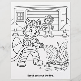 Scout the Fox släcker branden målarbild