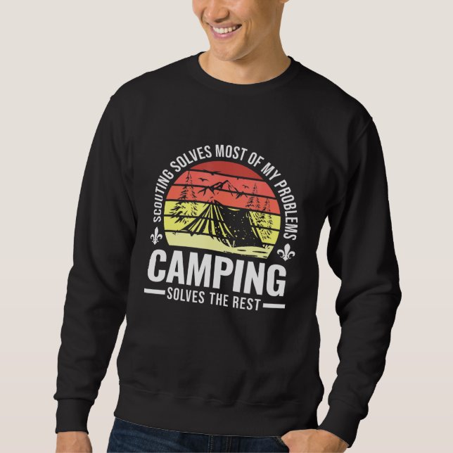 Scouting Camping Lös mina problem med att sortera Lång Ärmad Tröja (Framsida)