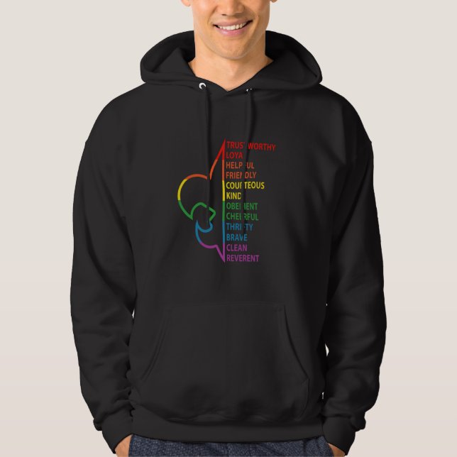 Scouting Law Scouting Camping Rainbow Colorful Hoodie (Framsida)