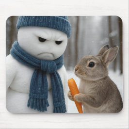 Scowling Snowman With a Bunny Musmatta