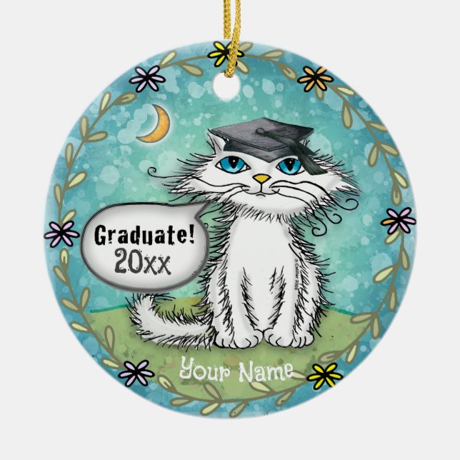 Scraggles Katt examensprydnad Julgransprydnad Keramik (Framsidan)