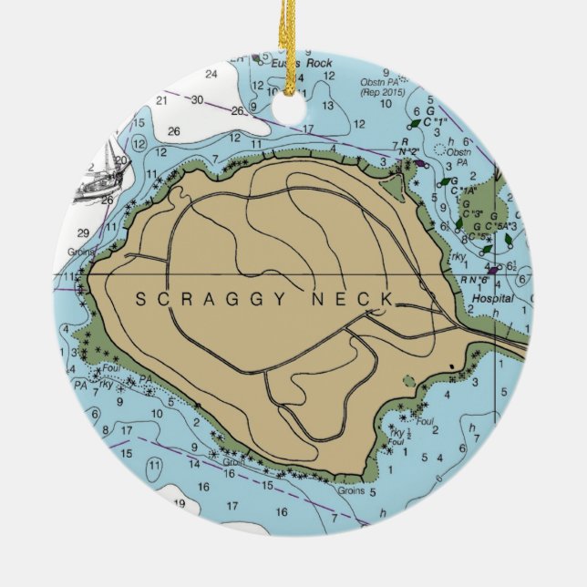 Scraggy Nacke Buzzards Bay MORSA Julgransprydnad Keramik (Baksidan)