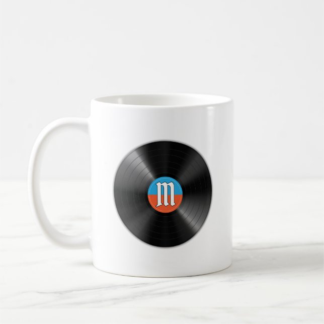Scramble Golf Pappa Retro Vinyl Monogram Namn Kaffemugg (Vänster)