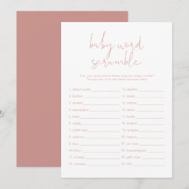 Scramble Rosa Baby Ord Inbjudningar