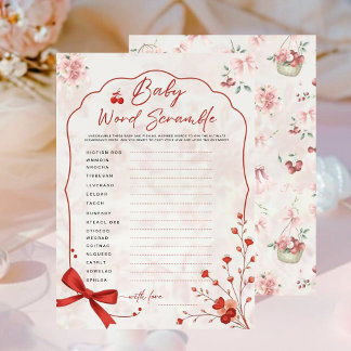Scramble-spel för Cherry Baby Ord | Rosa Bow Showe