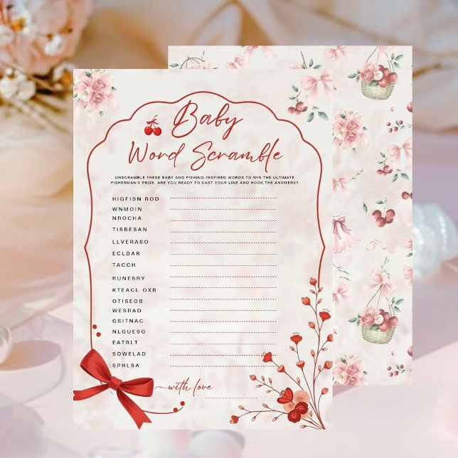 Scramble-spel för Cherry Baby Ord | Rosa Bow Showe (Skapare uppladdad)