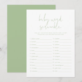 Scramble-spel för Grönt Baby Ord Inbjudningar