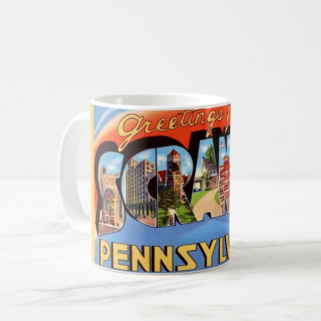 Scranton PA Antik Välkomstmugg Kaffemugg (Framsida vänster)